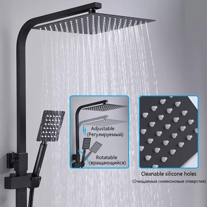 

Brass Shower Faucets Bathroom Shower Mixer Crane Bidet Faucet Rainfall Shower Set Shower Spray With Shelf,Black/Chrome