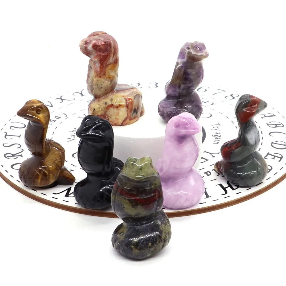 1.5" Snake Statue Natural Healing Stone Obsidian Amethyst Crystals Hand Carved Animal Figurines Energy Gems Crafts Home Decor
1.5" Snake Statue Natural Healing Stone Obsidian Amethyst Crystals Hand Carved Animal Figurines Energy Gems Crafts Home Decor
