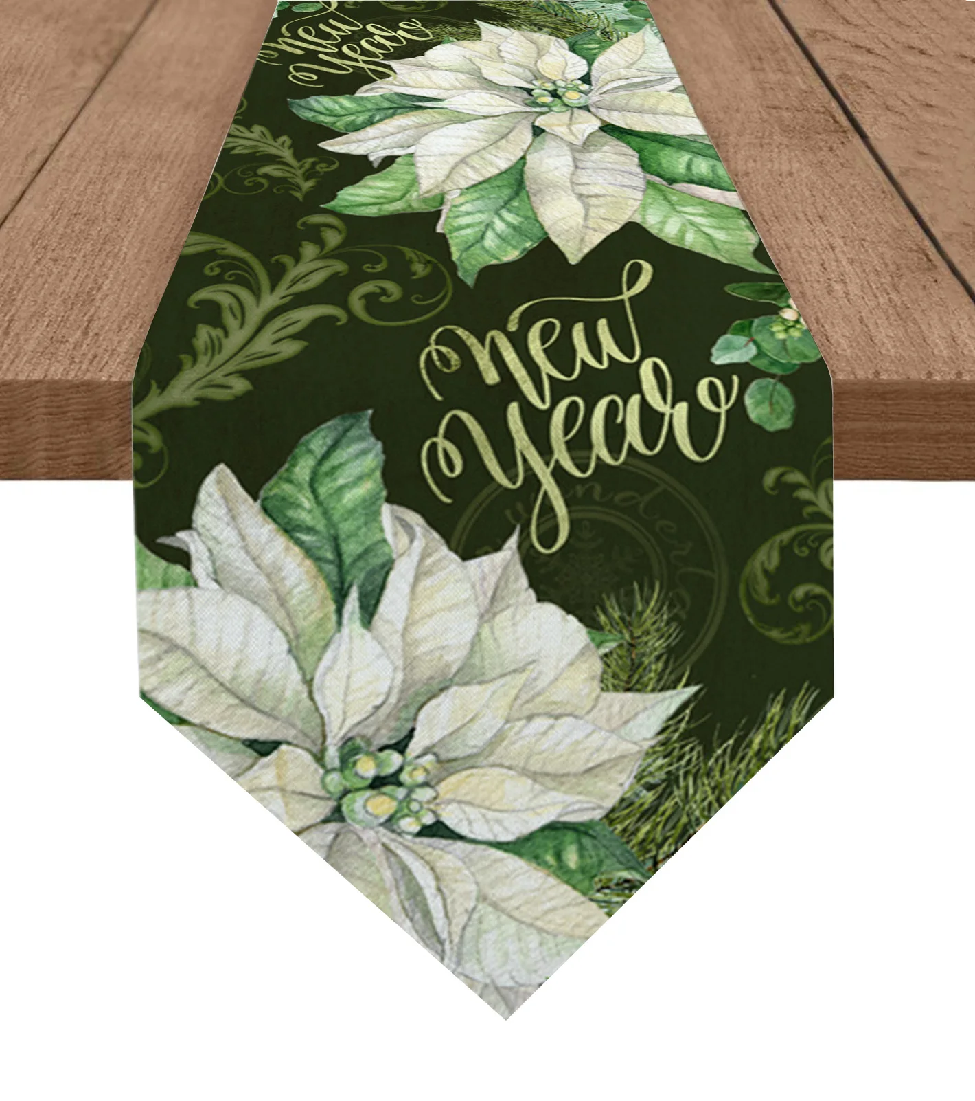 Christmas White Poinsettia Needle Pine Nut Christmas Home Decor Table Runner Wedding Decoration Tablecloth Kitchen Table Runners 
Christmas White Poinsettia Needle Pine Nut Christmas Home Decor Table Runner Wedding Decoration Tablecloth Kitchen Table Runners