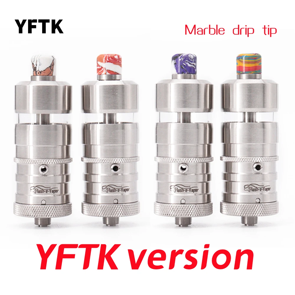 

YFTK Flash e Vapor V4.5S+ RTA MTL Atomizer 316ss 23mm 4.5ml Rebuildable Tank for Electronic Cigarette marble 510 mtl drip tip