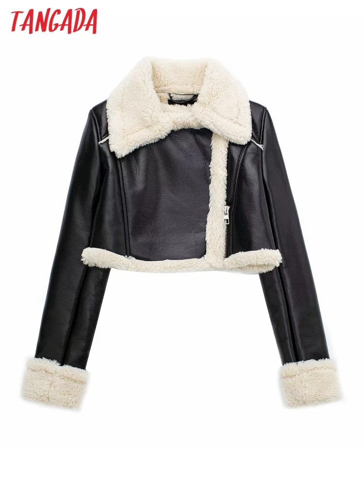Tangada Women Fur Faux Leather Cropped Jacket Coat Ladies 2022 Winter Thick Warm Zipper Coat 3H304
Tangada Women Fur Faux Leather Cropped Jacket Coat Ladies 2022 Winter Thick Warm Zipper Coat 3H304