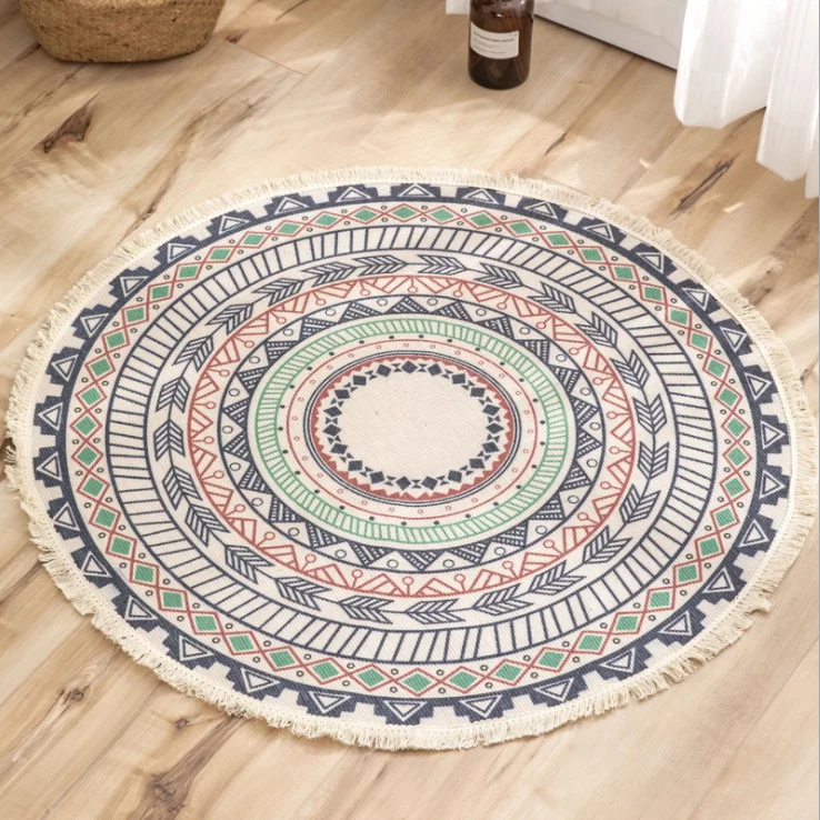 Nordic Round Carpet Bohemia Ethnic Tassel Rugs Black Mandala Carpet for Living Room Modern Classic Cotton Linen Morocco Carpets
Nordic Round Carpet Bohemia Ethnic Tassel Rugs Black Mandala Carpet for Living Room Modern Classic Cotton Linen Morocco Carpets