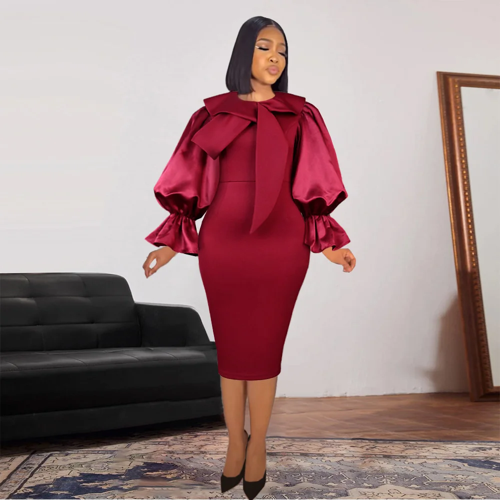 Women's Dresses Autumn And Winter New Casual Lantern Sleeve Hip Wrap Dress Gift Personality Stitching Long Sleeve Red Dress
Women's Dresses Autumn And Winter New Casual Lantern Sleeve Hip Wrap Dress Gift Personality Stitching Long Sleeve Red Dress