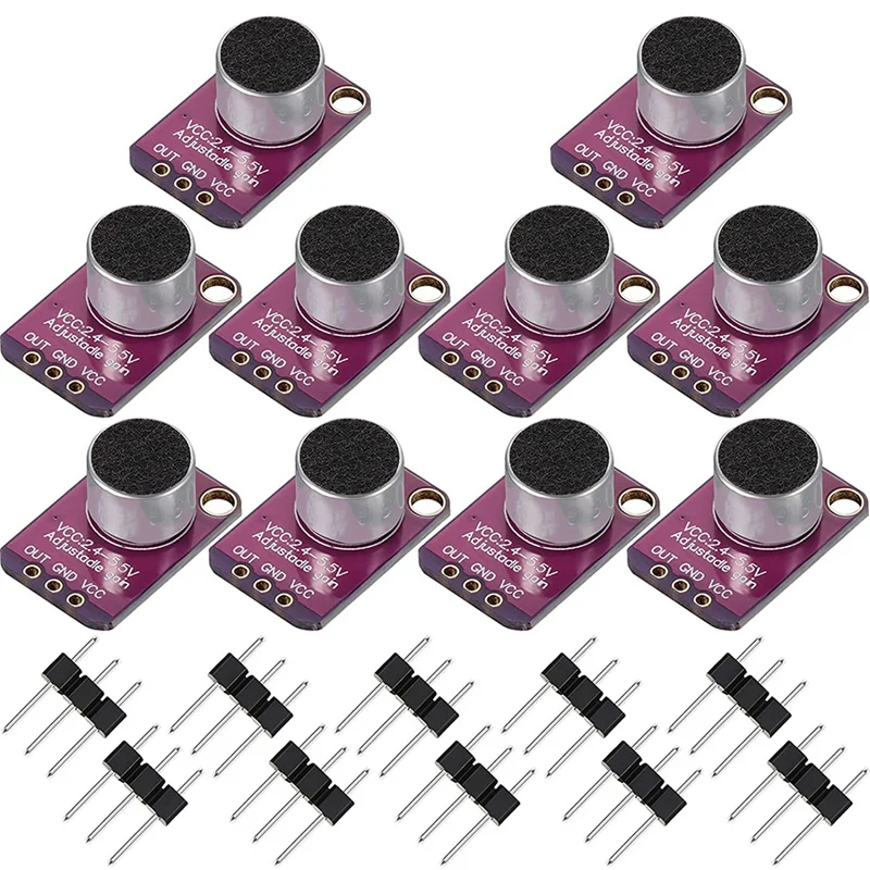 10 PCS Electret Microphone Amplifier Adjustable MAX4466 Module Microphone Preamplifier Purple Breakout Board For Arduino
10 PCS Electret Microphone Amplifier Adjustable MAX4466 Module Microphone Preamplifier Purple Breakout Board For Arduino