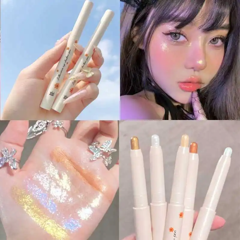 

Diamond Glitter Eyeshadow Liner Pencil Face Makeup Highlighter Long Lasting Matte Pink Silkworm Champagne Gold Eyeliner Pen