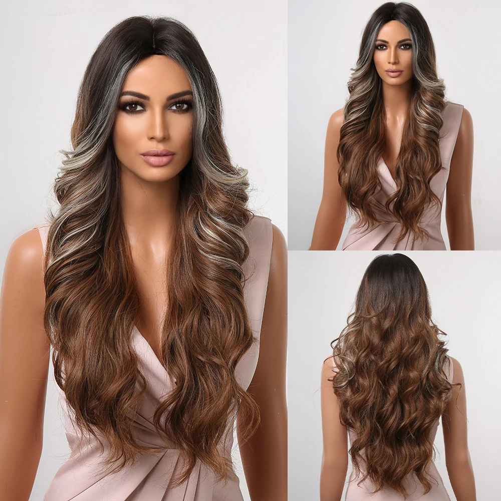 Long Wavy Ombre Brown Synthetic Wigs Highlight Blonde Wavy Wig for Black Women Middle Part Natural Wigs Heat Resistant Cosplay
Long Wavy Ombre Brown Synthetic Wigs Highlight Blonde Wavy Wig for Black Women Middle Part Natural Wigs Heat Resistant Cosplay