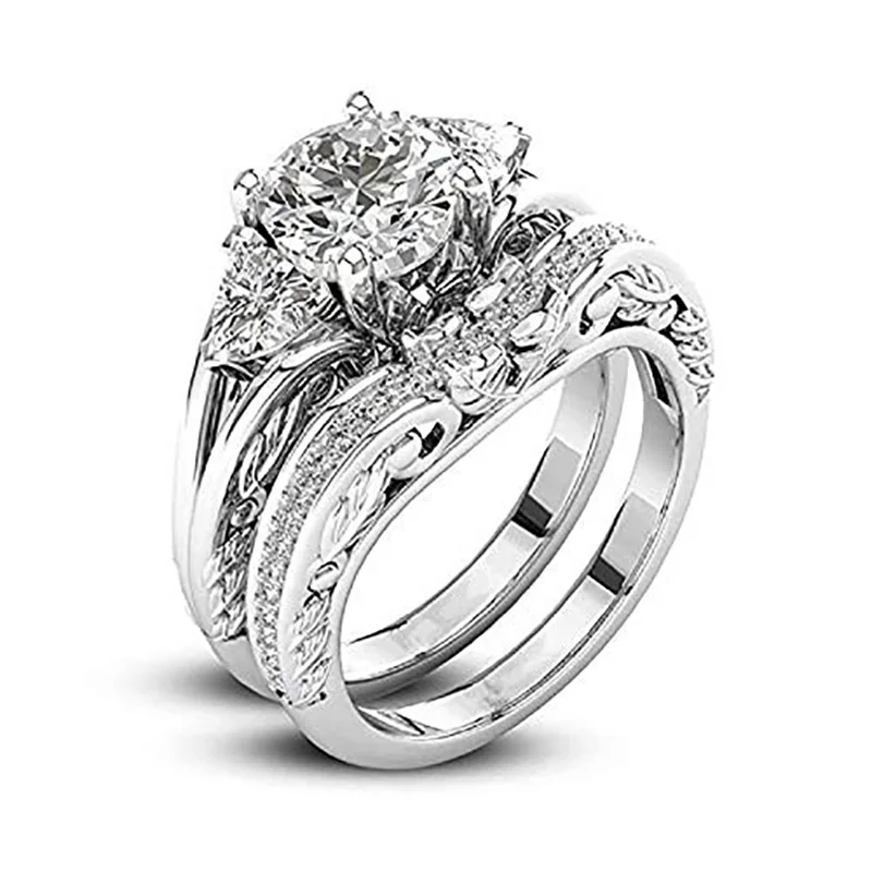 2pcs/set Silver Plated Color Flower Floral Inlaid Crystal Zircon Rhinestone Female Ring Set for Wedding Jewelry
2pcs/set Silver Plated Color Flower Floral Inlaid Crystal Zircon Rhinestone Female Ring Set for Wedding Jewelry