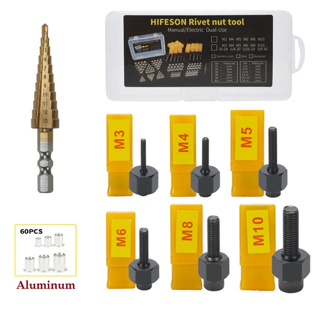68PC Rivet Nut Tool Electric Riveting Tool Hand Nuts For Nuts M3 M4 M5 M6 M8 M10 Business Industrial Light Equipment Tools
68PC Rivet Nut Tool Electric Riveting Tool Hand Nuts For Nuts M3 M4 M5 M6 M8 M10 Business Industrial Light Equipment Tools