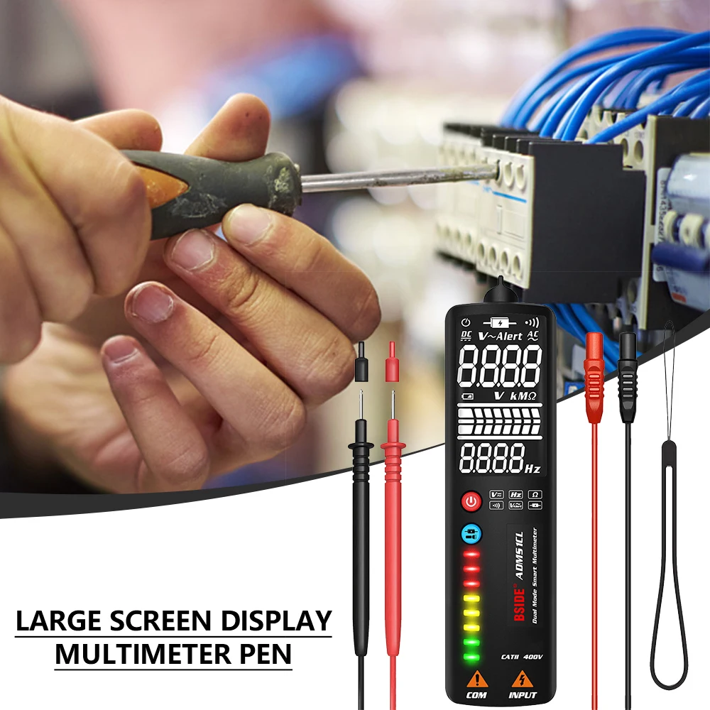 Цифровой мультиметр BSIDE, измеритель перьевого типа, интеллектуальный Вольтметр постоянного и переменного тока, автоматический диапазон, те...
Цифровой мультиметр BSIDE, измеритель перьевого типа, интеллектуальный Вольтметр постоянного и переменного тока, автоматический диапазон, те...