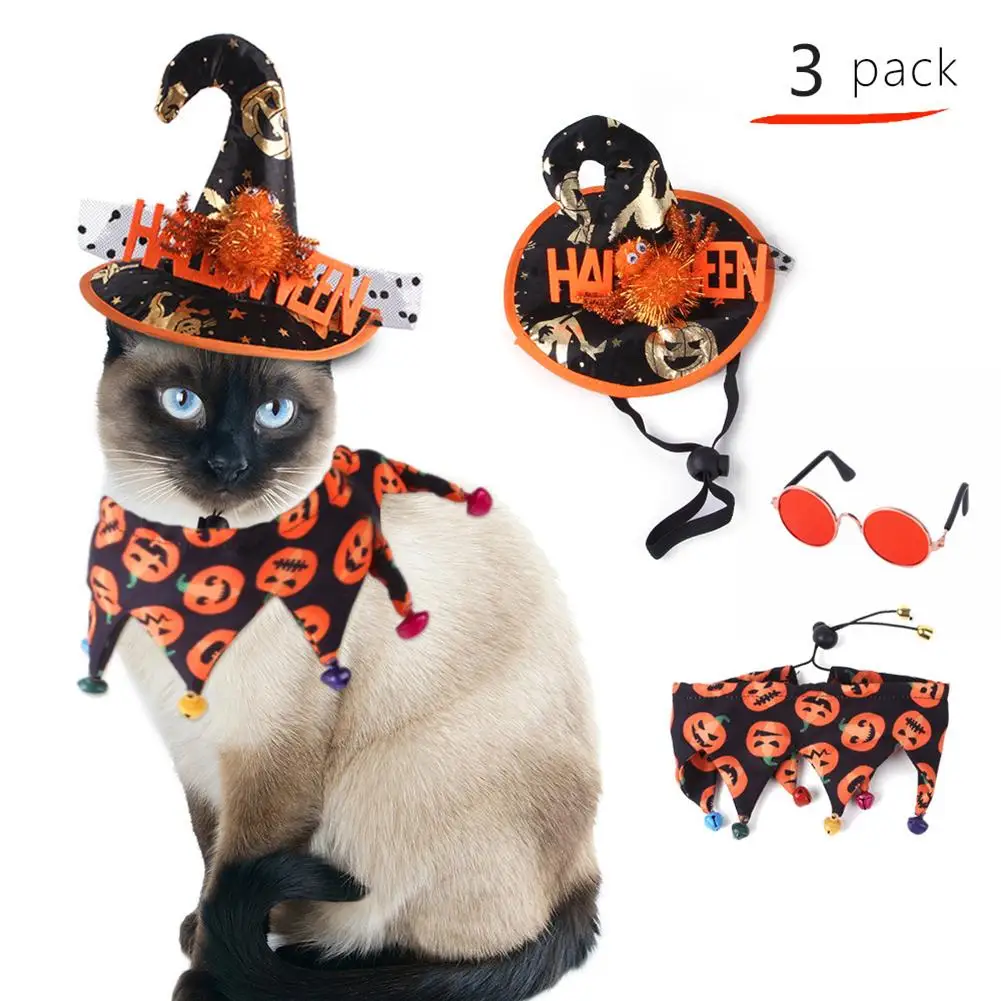 3pcs Halloween Pet Collar Hat Glasses Set Funny Cute Dress Up Outfits Clothes Pet Costume Suit For Cats Dogs Cosplay
3pcs Halloween Pet Collar Hat Glasses Set Funny Cute Dress Up Outfits Clothes Pet Costume Suit For Cats Dogs Cosplay