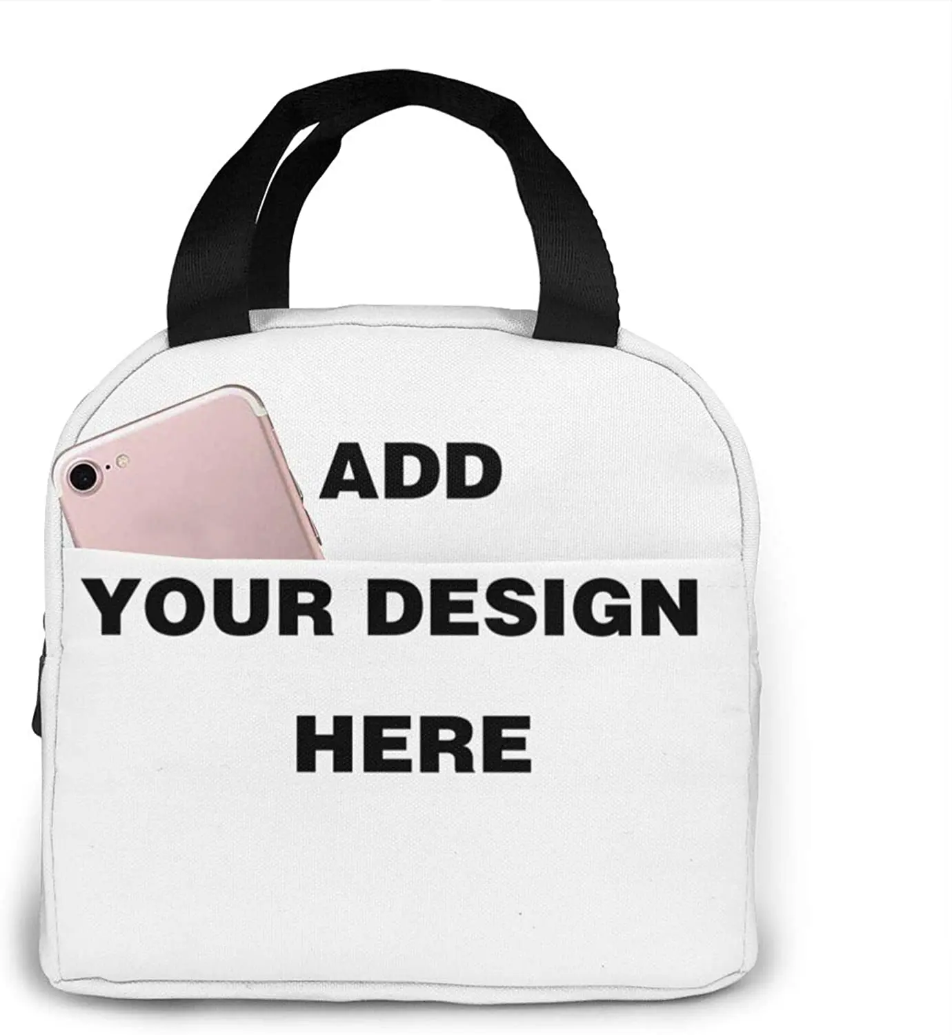 

Custom Lunch Box Insulated Bag, Personalized Add Your Image Text Portable Reusable Insulated Print Totes, for School Or Work