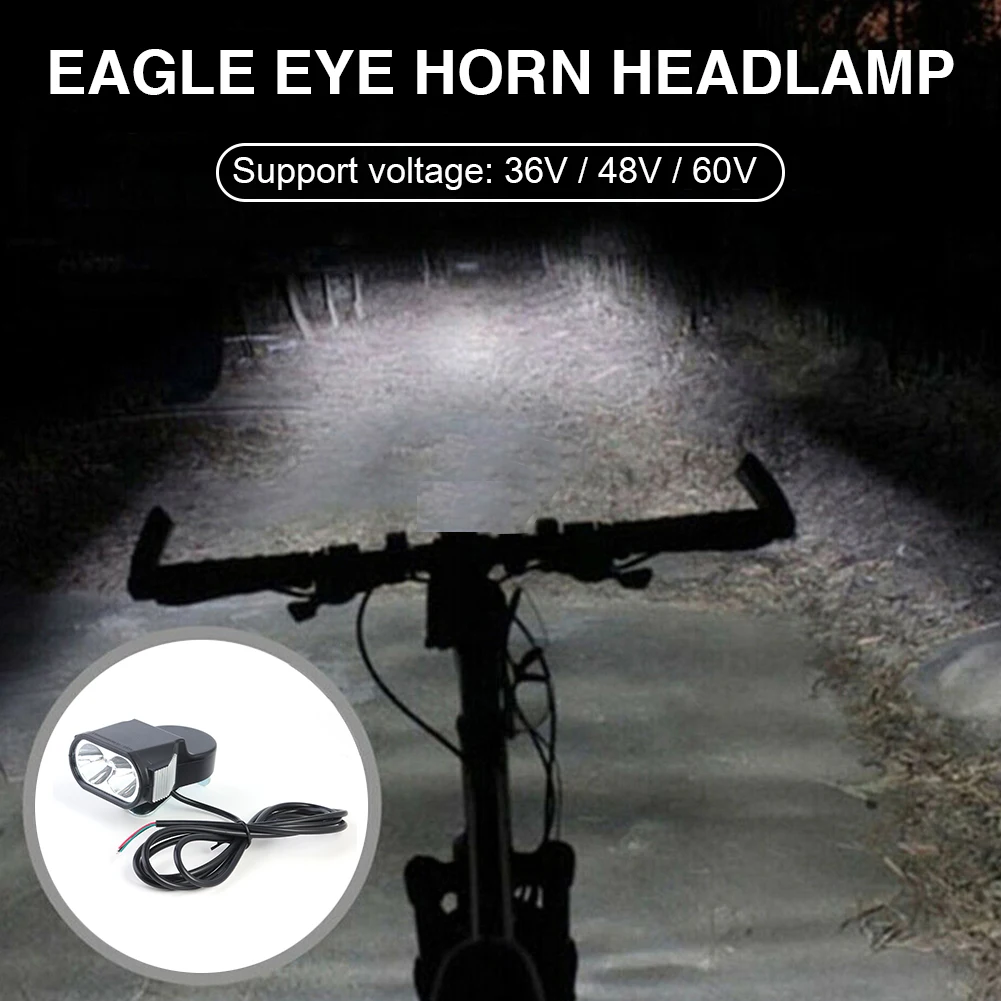 

LED Front Lamp Flashlight Headlight Horn Accessory 36V 48V 60V E-Bike Bicycle Outdoor Cycle Biking Entertainment