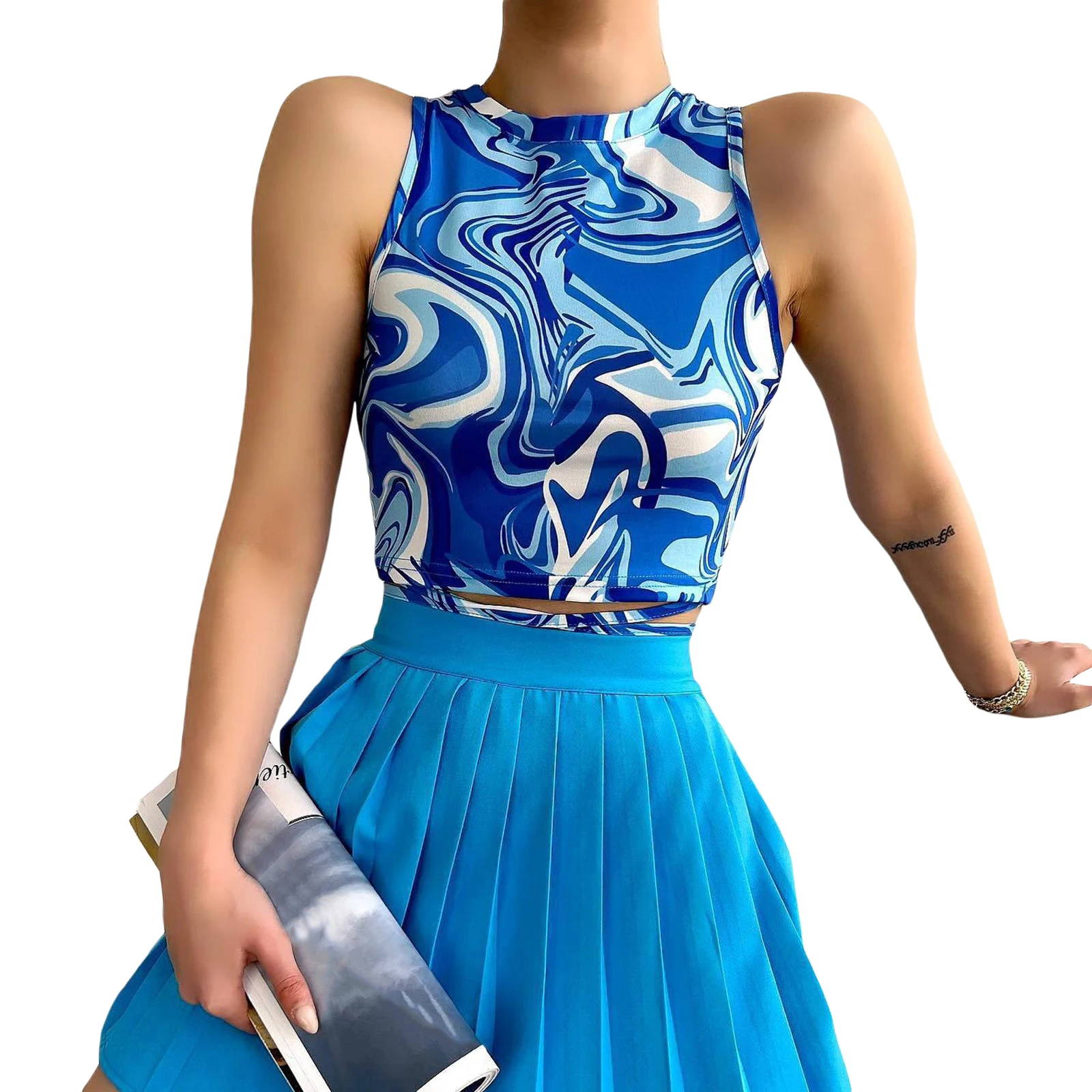 Women Fashion Tank Tops Irregular Print/Solid Color Tie-Up Crew Neck Vests Summer Slim Fit Sleeveless Cropped Tops Streetwear
Women Fashion Tank Tops Irregular Print/Solid Color Tie-Up Crew Neck Vests Summer Slim Fit Sleeveless Cropped Tops Streetwear