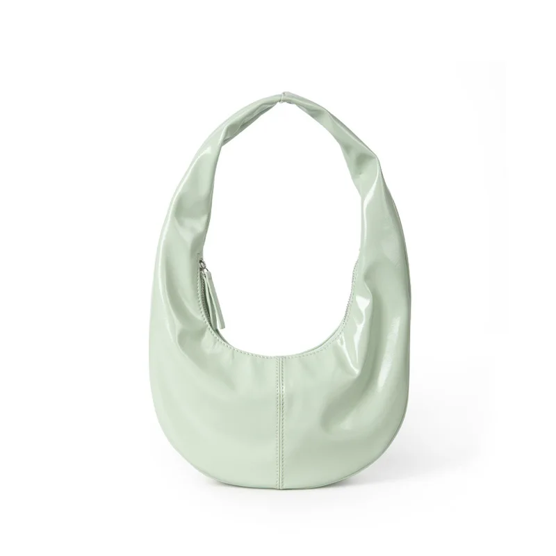 

Women Patent Shoulder Underarm Bag PU Leather Casual All-match Small Trend Hobos Handbag Purse Pure Color Zipper Mini Tote Bag