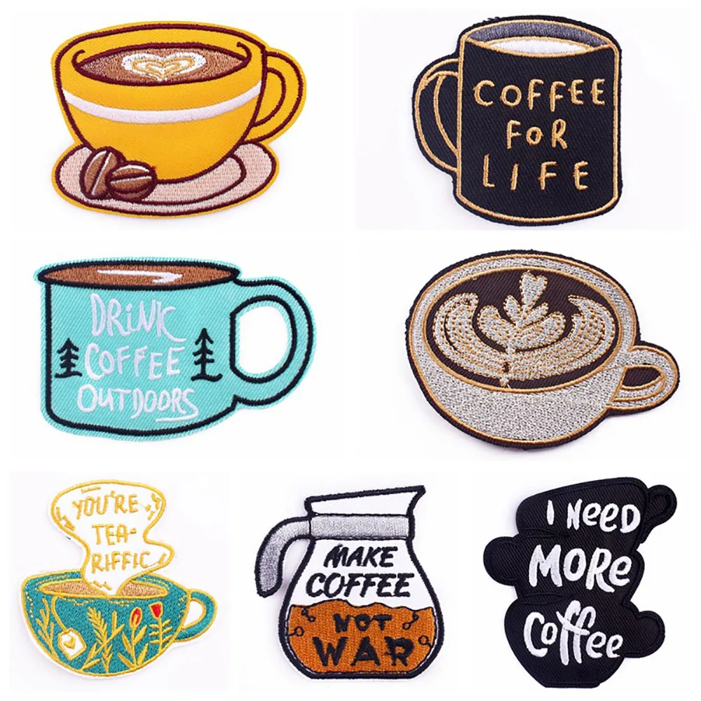 Coffee Cup Embroidery Patches Iron on Cafe Badges for DIY Tshirt Coffee Slogan on Clothes Sewing Appliques Stickers Patch
Coffee Cup Embroidery Patches Iron on Cafe Badges for DIY Tshirt Coffee Slogan on Clothes Sewing Appliques Stickers Patch