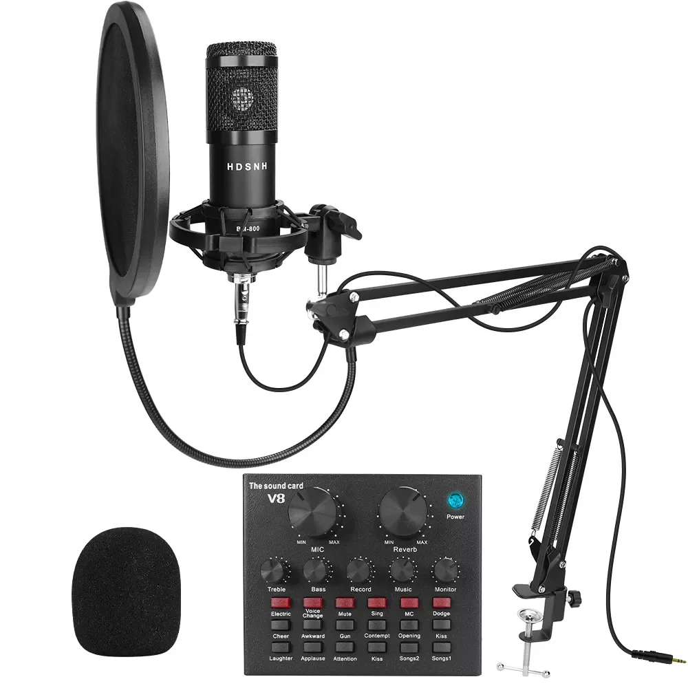 8Pcs/set Bm 800 Microphone Kit for Computer 10 Colors with V8 Sound Card Professionnel Microfone Studio Microfono Condensador
8Pcs/set Bm 800 Microphone Kit for Computer 10 Colors with V8 Sound Card Professionnel Microfone Studio Microfono Condensador