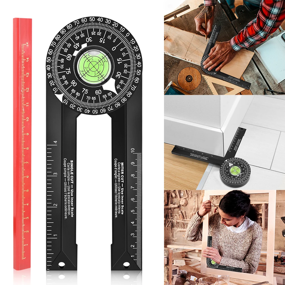 New Miter Saw Protractor Woodworking Scale Angle Tool Ruler with Pencil Miter Gauge Tools Protractor Inclinometer Measuring Tool
New Miter Saw Protractor Woodworking Scale Angle Tool Ruler with Pencil Miter Gauge Tools Protractor Inclinometer Measuring Tool
