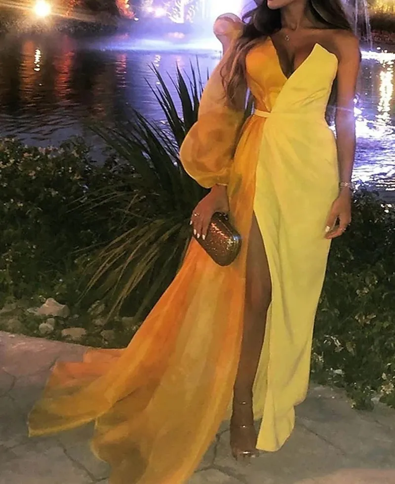 New Daffodil Arabic Dubai Formal Evening Dress 2022 V Neck One Long Sleeve Organza Prom Party Gowns Robe De Soiree Vestidos
New Daffodil Arabic Dubai Formal Evening Dress 2022 V Neck One Long Sleeve Organza Prom Party Gowns Robe De Soiree Vestidos