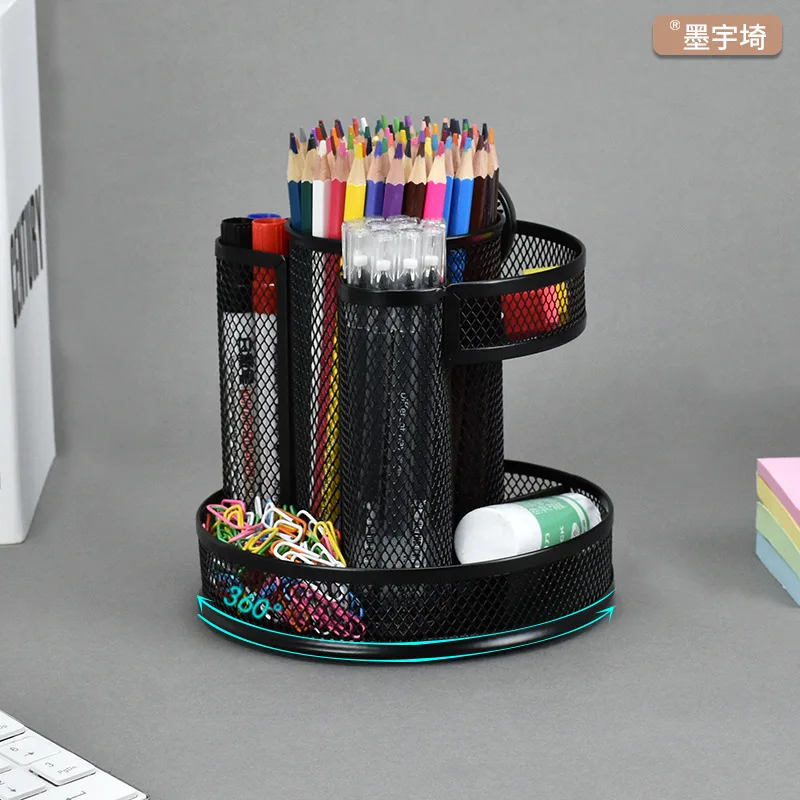 Factory Direct Supply Double-Layer Iron Mesh 360-Degree Rotating Pen Holder Large-Capacity Storage Cosmetics Metal Pen Holder Wh
Factory Direct Supply Double-Layer Iron Mesh 360-Degree Rotating Pen Holder Large-Capacity Storage Cosmetics Metal Pen Holder Wh