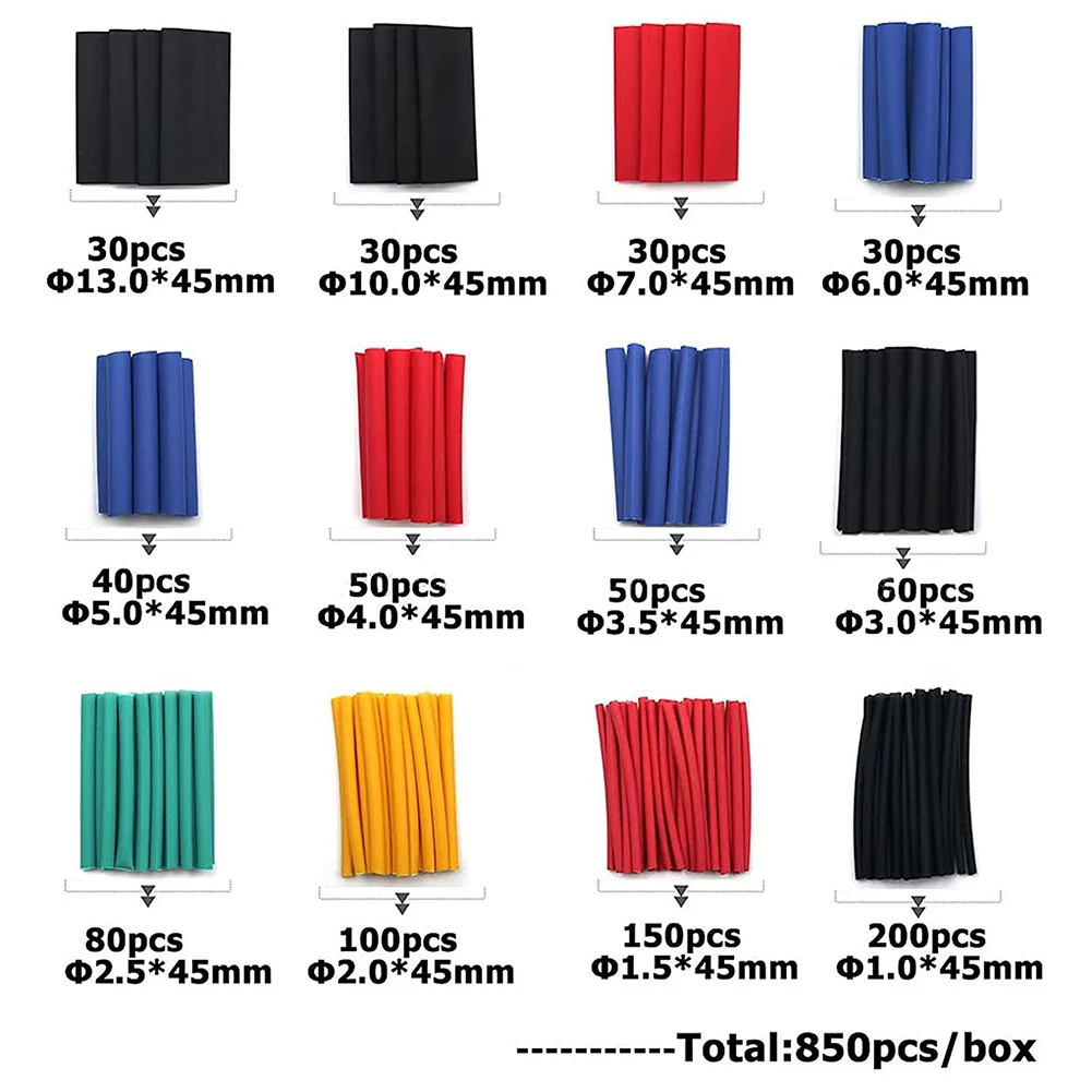 Terminals Heat Shrink Tube Sleeve Zubehör 2/1 2/4/6/8/10/12mm 200mm 20kv/mm 580PCS 6 Colors 6.3mm Wire Bundling
Terminals Heat Shrink Tube Sleeve Zubehör 2/1 2/4/6/8/10/12mm 200mm 20kv/mm 580PCS 6 Colors 6.3mm Wire Bundling