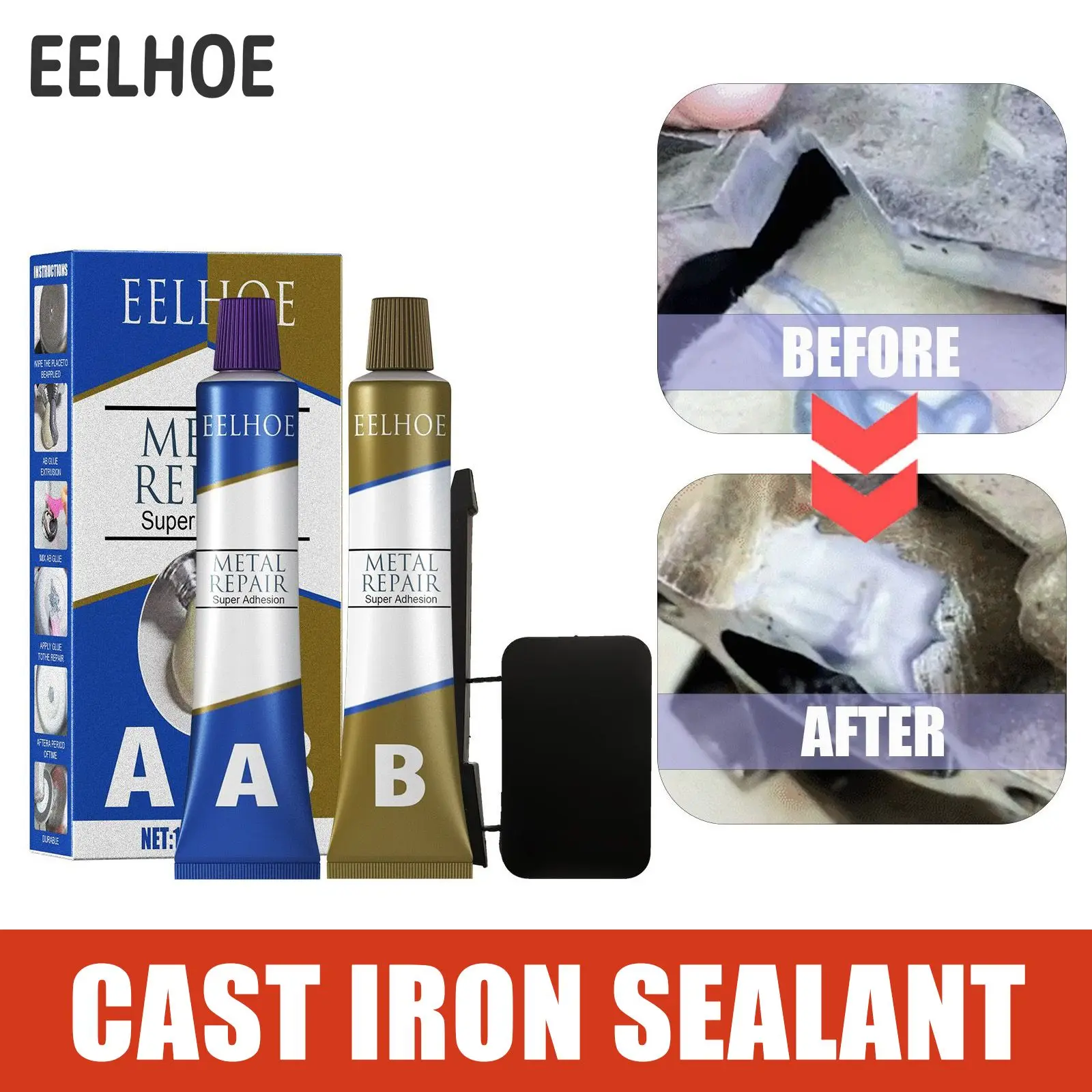 EELHOE A+B Glue Welding Industrial Repair Heat Resistant Waterproof Cauiking Agent Casting Metal Adhesive Repair Paste Fast Dry
EELHOE A+B Glue Welding Industrial Repair Heat Resistant Waterproof Cauiking Agent Casting Metal Adhesive Repair Paste Fast Dry