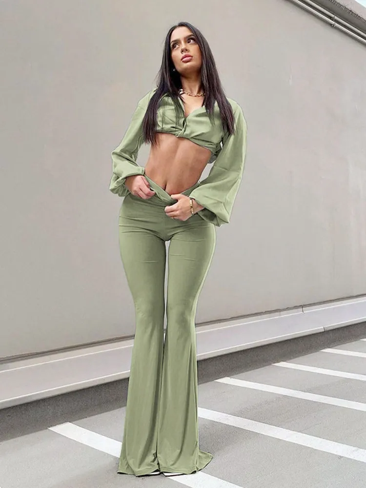 Solid Green High Waist Woman Flare Pants Vintage Full Length Elastic Flared Trousers For Women Fashion Women Clothing Streetwear
Solid Green High Waist Woman Flare Pants Vintage Full Length Elastic Flared Trousers For Women Fashion Women Clothing Streetwear
