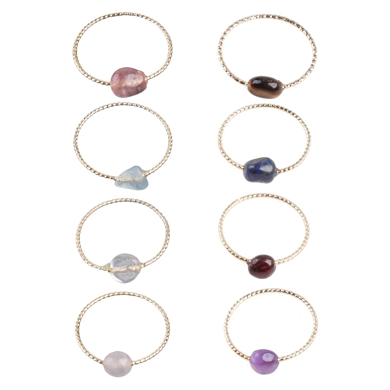8Pcs Fashion Natural Healing Stone Crystal Ring Crystal Ring Gemstone Stackable Rings Set for Women Girl Teen
8Pcs Fashion Natural Healing Stone Crystal Ring Crystal Ring Gemstone Stackable Rings Set for Women Girl Teen