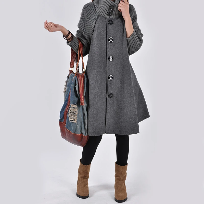 Autumn Winter Women's Coat Long Loose Plus Size Maternity Pregnancy Cloak Female High Neck Knitted Sleeve Jackets
Autumn Winter Women's Coat Long Loose Plus Size Maternity Pregnancy Cloak Female High Neck Knitted Sleeve Jackets