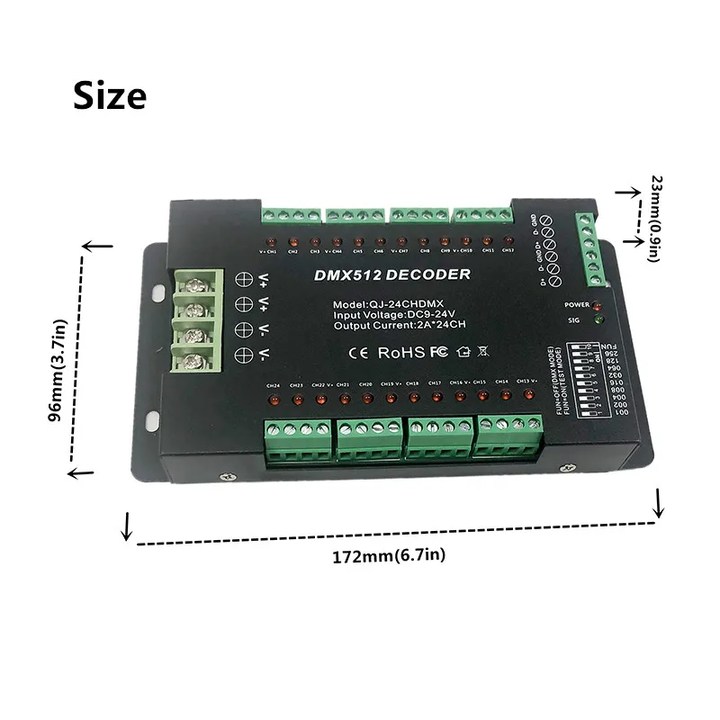 Декодер 24 канала светодиодные ленты RGB драйвер диммер стандартный сигнал DMX512 DC9V-2