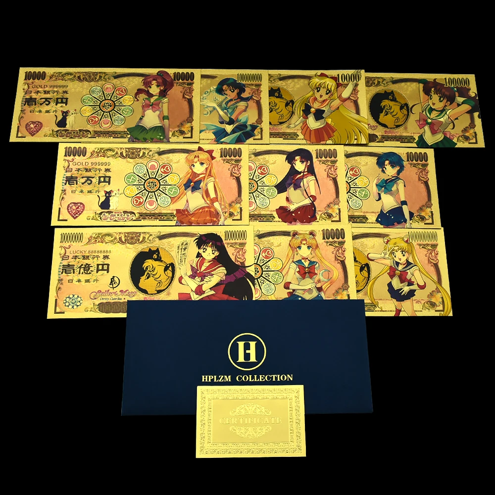 10pcs/set Japanese Cartoon Anime Gold Banknotes 1000 Yen Commemorative Souvenir Cards with Envelope Crafts Festival Gifts 
10pcs/set Japanese Cartoon Anime Gold Banknotes 1000 Yen Commemorative Souvenir Cards with Envelope Crafts Festival Gifts
