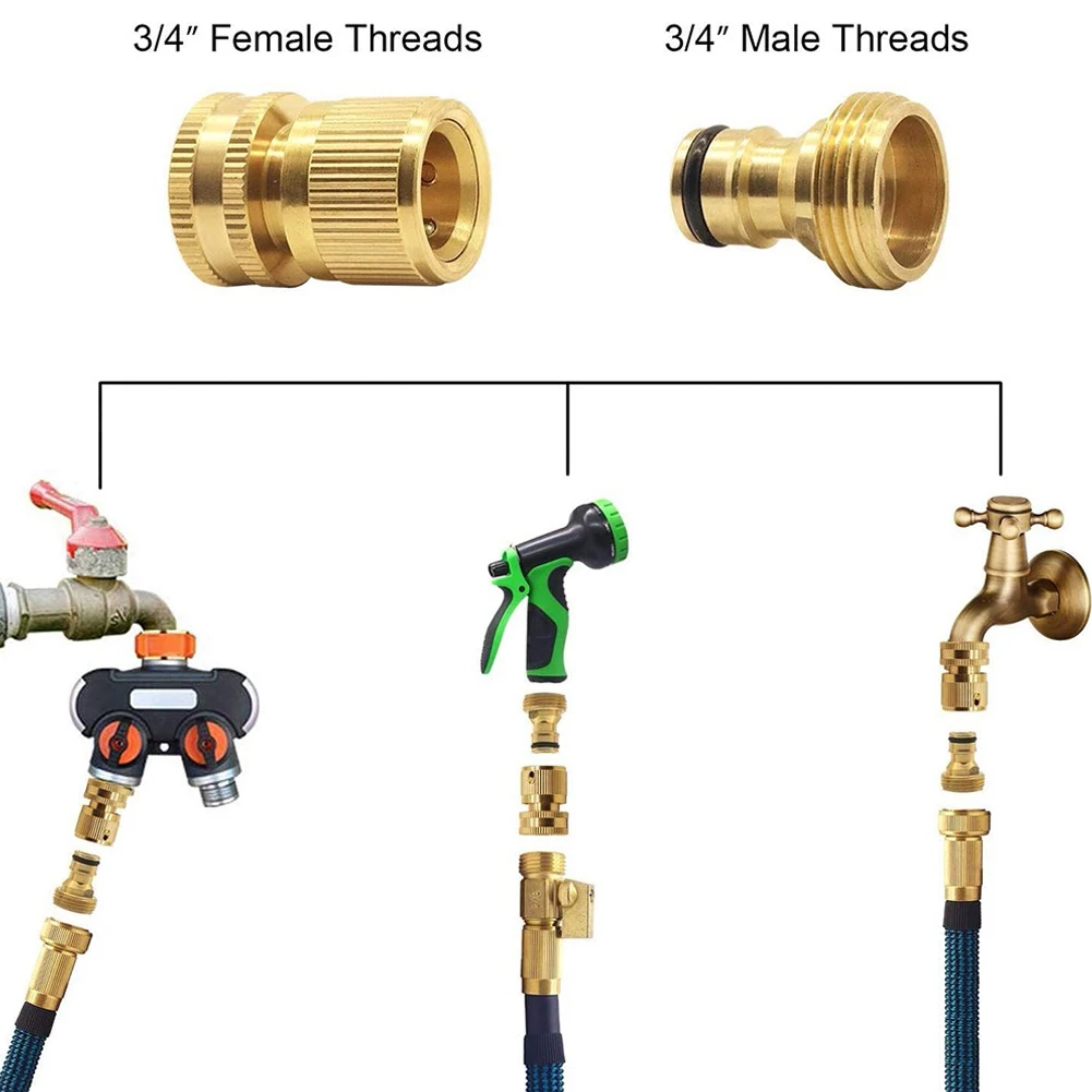 Garden Hose Quick Connect 3/4 Inch Brass Female Thread Tap Connector Washing Machine Gun Male Quick Connector
Garden Hose Quick Connect 3/4 Inch Brass Female Thread Tap Connector Washing Machine Gun Male Quick Connector