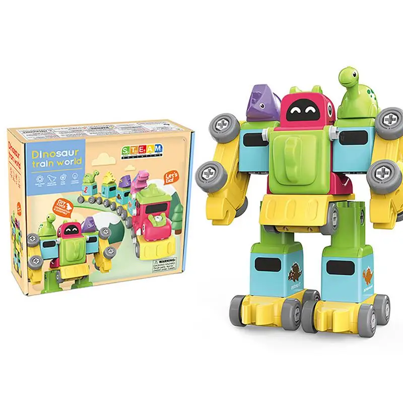

Игрушечный робот-динозавр 5 в 1, поезд, игрушки-роботы для детей, строительные игрушки, набор транспортных средств для детей, подарок на день ...