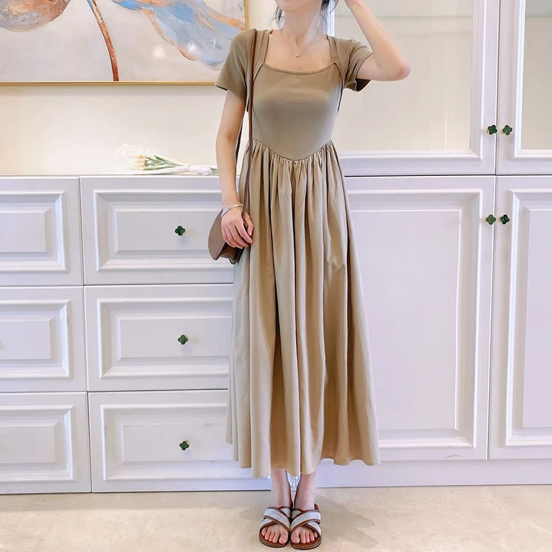 Gidyq Elegant Women Dress Korean Casual Fashion Patchwork Midi Dresses Y2K Female High Waist Ball Gown Short Sleeve A Line Dress
Gidyq Elegant Women Dress Korean Casual Fashion Patchwork Midi Dresses Y2K Female High Waist Ball Gown Short Sleeve A Line Dress