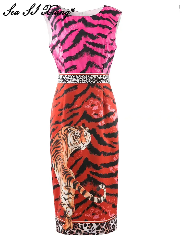 Seasixiang Fashion Designer Summer Pencil Dress Women O-Neck Sleeveless Leopard Print Indie Folk Midi Dresses
Seasixiang Fashion Designer Summer Pencil Dress Women O-Neck Sleeveless Leopard Print Indie Folk Midi Dresses