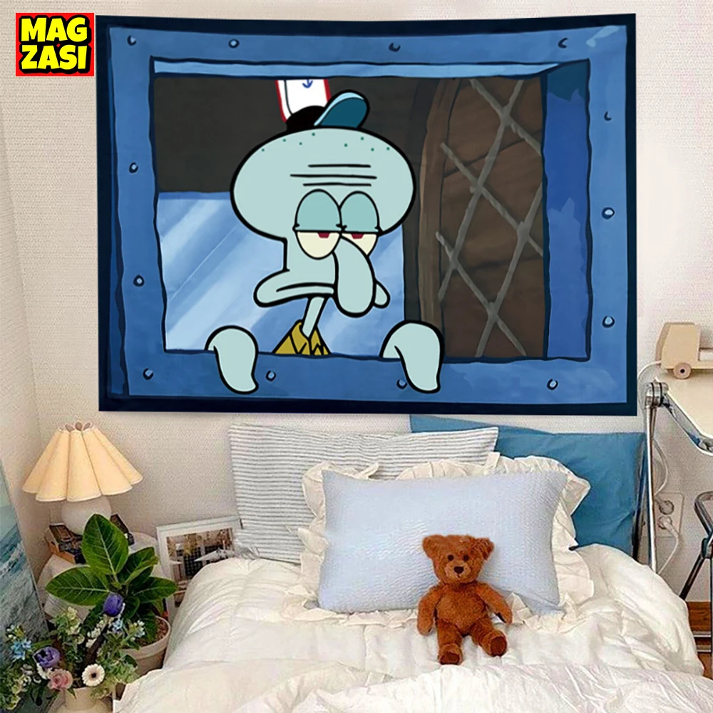 

Magzasi Забавный осьминог гобелен с героями мультфильмов Настенный дизайн окна для спальни гобелены текстильный Садовый гобелен на стену