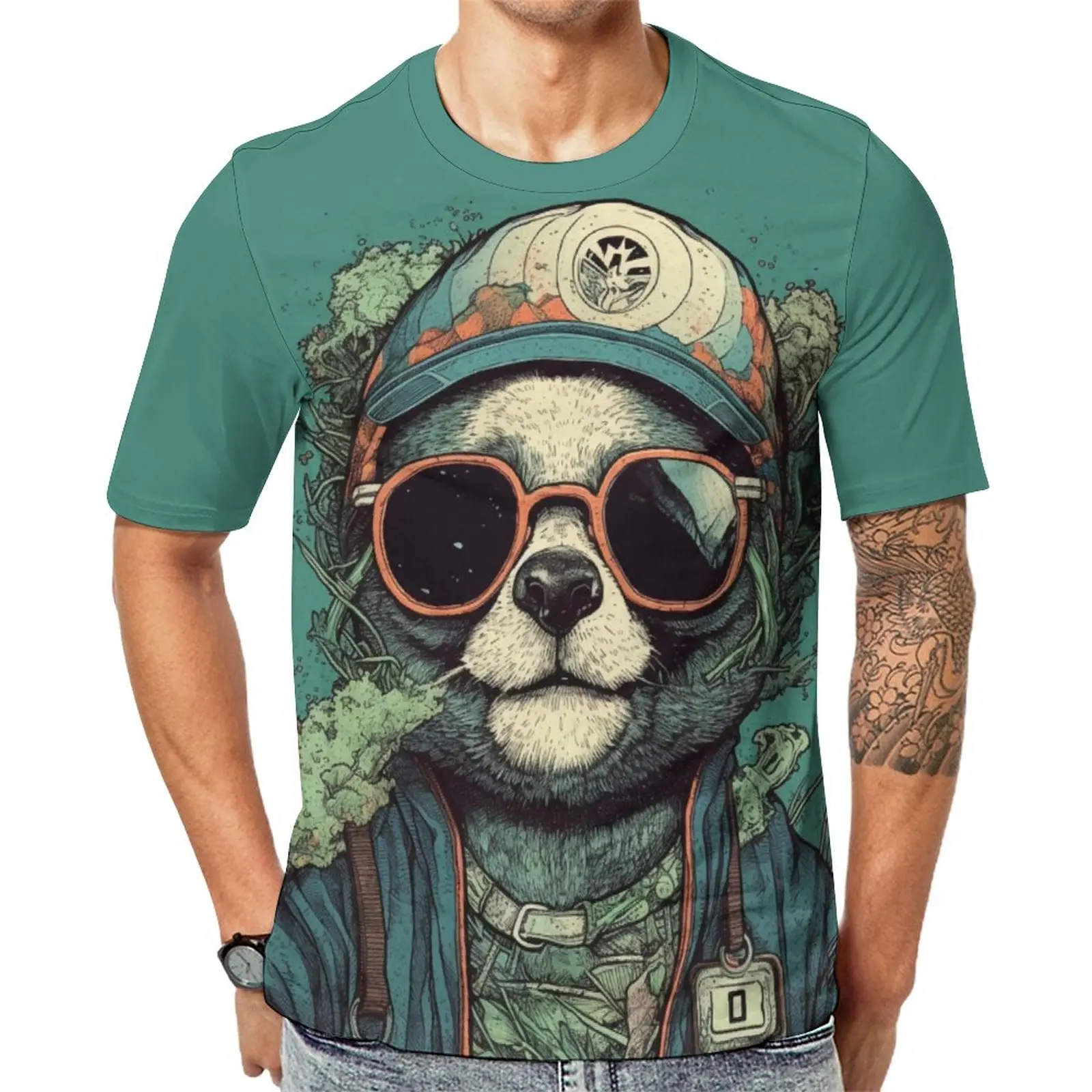 

Panda T-Shirt Men Illustration Pop Caricatures EMO T-Shirts Premium Novelty Tees Short Sleeves Design Big Size Clothes