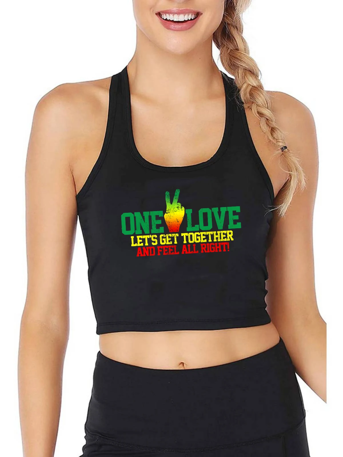 One Love - Jamaica Reggae Music Rastafari дизайнерская дышащая Облегающая майка, женские спортивные короткие топы, летняя майка
One Love - Jamaica Reggae Music Rastafari дизайнерская дышащая Облегающая майка, женские спортивные короткие топы, летняя майка