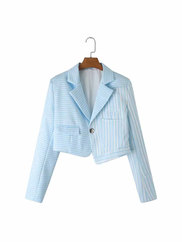 BSK&ZA&TRF Women 2023 New Fashion stripe Single Button Cropped Blazer Coat Vintage Long Sleeve Pockets Female Outerwear Chic
BSK&ZA&TRF Women 2023 New Fashion stripe Single Button Cropped Blazer Coat Vintage Long Sleeve Pockets Female Outerwear Chic
