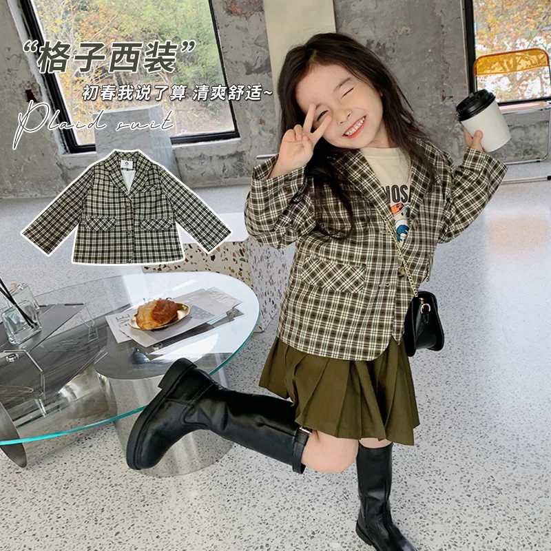 Girl Suit Coat Spring New Korean Children's Plaid Suit Baby Leisure Jacket Kid's Costume Child Suit for Wedding Kids Clothes
Girl Suit Coat Spring New Korean Children's Plaid Suit Baby Leisure Jacket Kid's Costume Child Suit for Wedding Kids Clothes