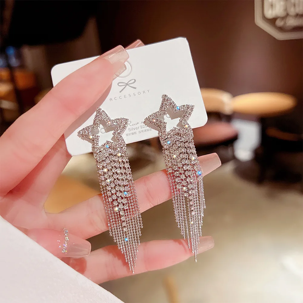 2022 new S925 silver needle fashion celebrity five pointed star women's Earrings tassels exaggerated high sense Pendant Jewelry
2022 new S925 silver needle fashion celebrity five pointed star women's Earrings tassels exaggerated high sense Pendant Jewelry