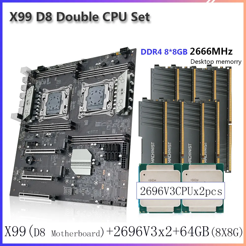 Материнская плата JGINYUE X99 с двумя процессорами, комплект Xeon с 2 * E5 2696 V3 ЦП 64 Гб DDR4 2666 МГц память для настольных компьютеров LGA 2011-3 NVME восемь кана...
Материнская плата JGINYUE X99 с двумя процессорами, комплект Xeon с 2 * E5 2696 V3 ЦП 64 Гб DDR4 2666 МГц память для настольных компьютеров LGA 2011-3 NVME восемь кана...