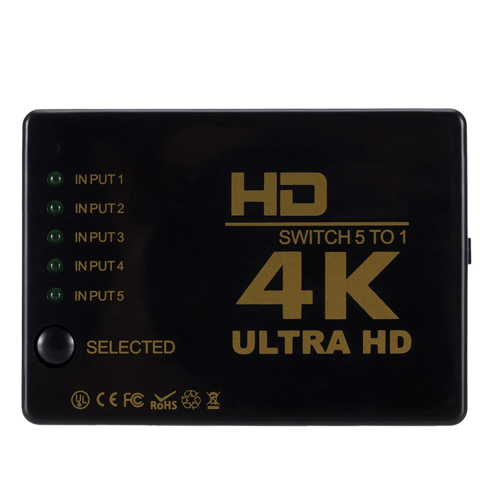 5-портовый 4K * 2K 1080P Коммутатор HDMI-совместимый селектор 1x5 сплиттер коробка Ultra HD для ПК DVD HDTV Xbox PS3 PS4
5-портовый 4K * 2K 1080P Коммутатор HDMI-совместимый селектор 1x5 сплиттер коробка Ultra HD для ПК DVD HDTV Xbox PS3 PS4