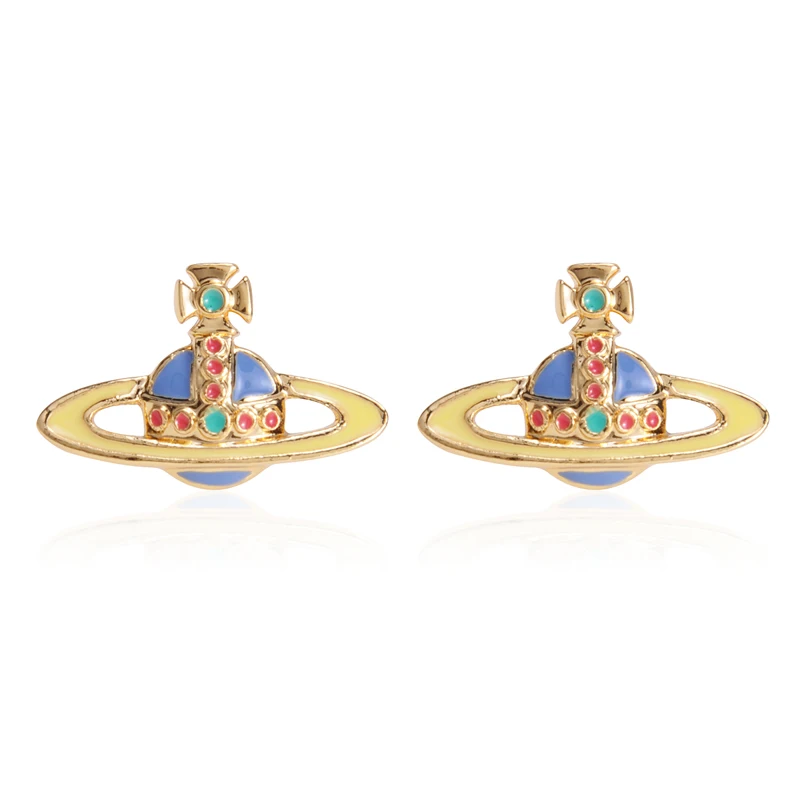 Vivienne West Queen Two Tone Painted Zircon Saturn Stud Earrings For Fashion Women Jewelry Punk Style Ins The Same Earrings Gift
Vivienne West Queen Two Tone Painted Zircon Saturn Stud Earrings For Fashion Women Jewelry Punk Style Ins The Same Earrings Gift