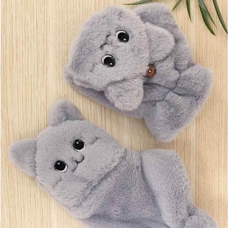 Cute Fur Thick Cartoon Cat Mittens Gloves Flip Half Finger Plush Fingerless Exposed Touchscreen Winter Warm Glove for Women Girl
Cute Fur Thick Cartoon Cat Mittens Gloves Flip Half Finger Plush Fingerless Exposed Touchscreen Winter Warm Glove for Women Girl