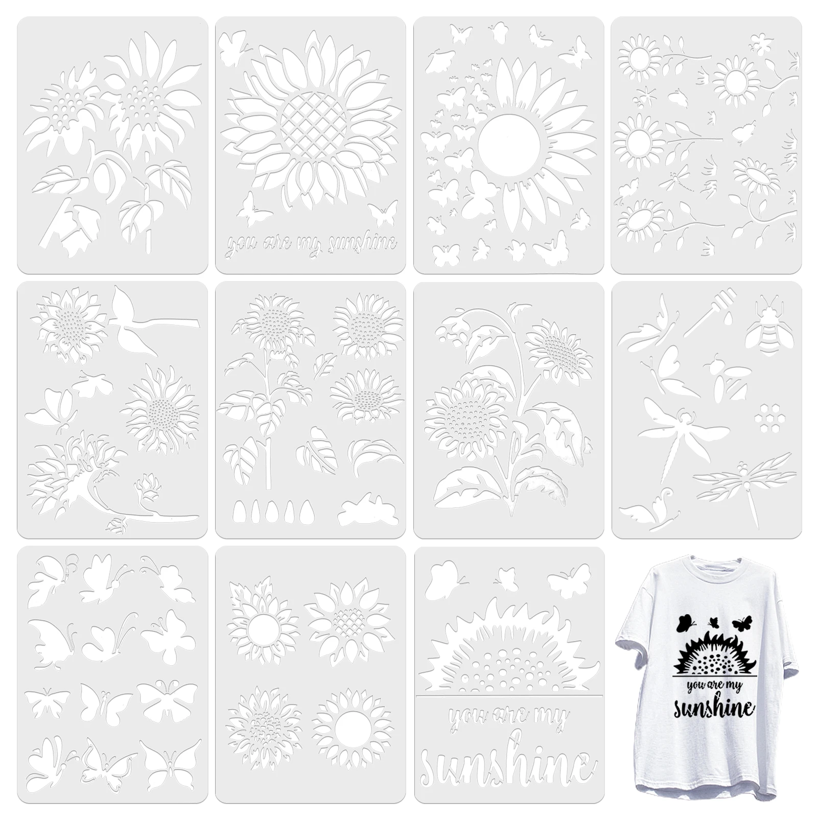 11pcs DIY Craft Translucent PET Card Making Scrapbooking Reusable Wood Burning Painting Stencil Sunflower Animal Furniture
11pcs DIY Craft Translucent PET Card Making Scrapbooking Reusable Wood Burning Painting Stencil Sunflower Animal Furniture