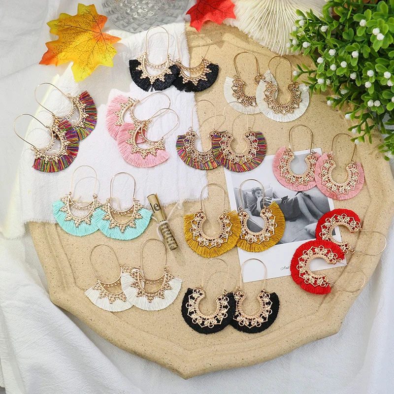 Fashion New Handmade Exaggerate Fan Shaped Flower Big Lace Tassel Bohemian Earrings For Women
Fashion New Handmade Exaggerate Fan Shaped Flower Big Lace Tassel Bohemian Earrings For Women