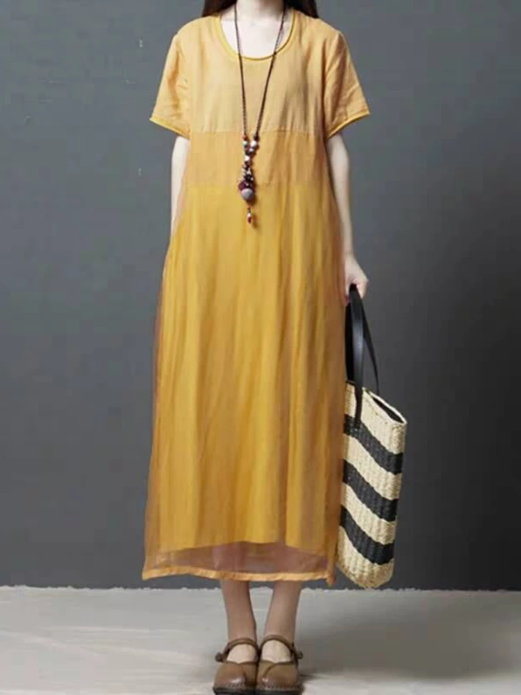 Summer New Women's Cotton Linen Dress Linen Loose Fashion Simple Retro Casual Temperament Pocket Mesh Round Neck Women's Dress
Summer New Women's Cotton Linen Dress Linen Loose Fashion Simple Retro Casual Temperament Pocket Mesh Round Neck Women's Dress