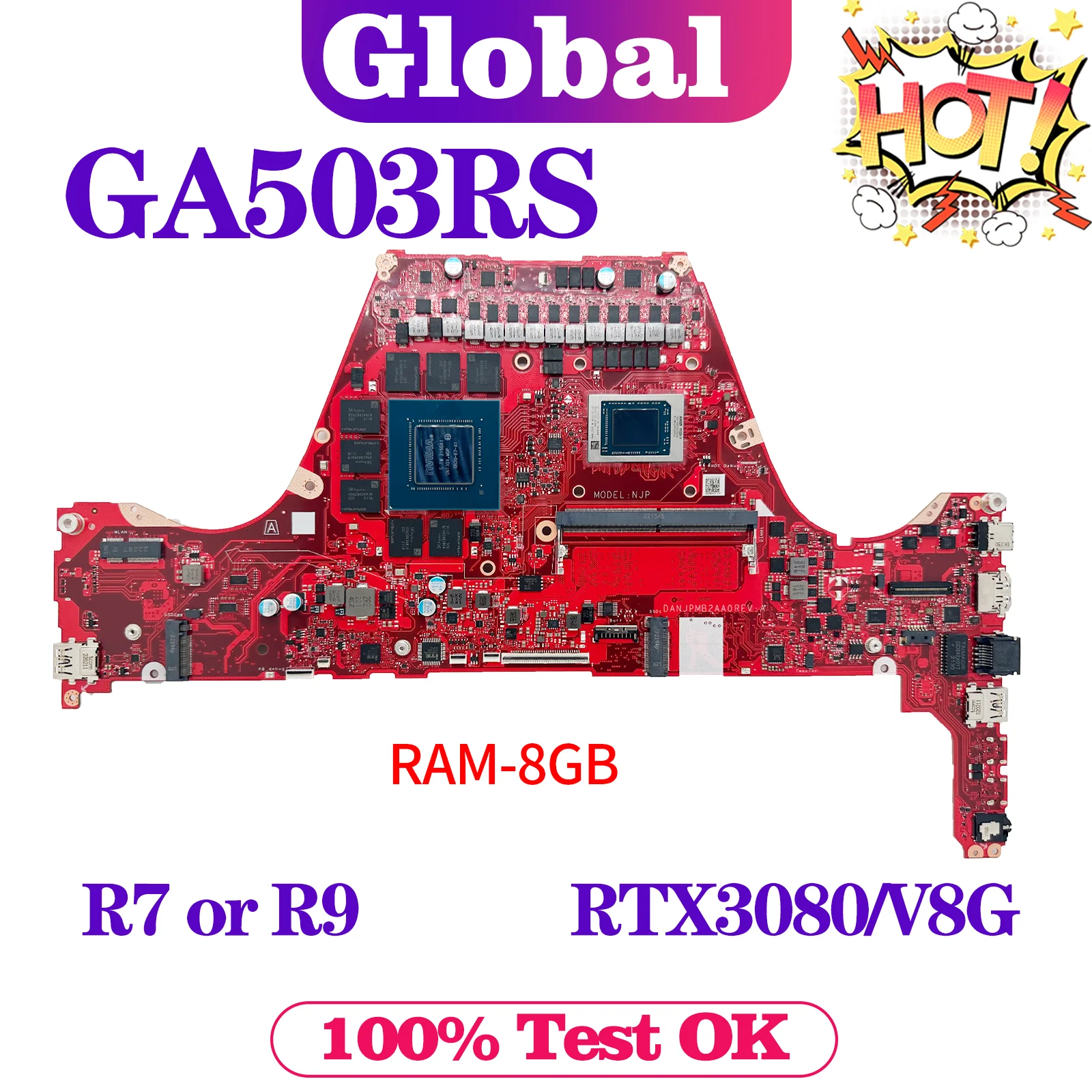 

KEFU Mainboard For ASUS GA503RS GA503R GA503RW GA503RM Laptop Motherboard R7 R9 RTX3060/V6G RTX3070Ti/RTX3080-V8G RAM-8GB