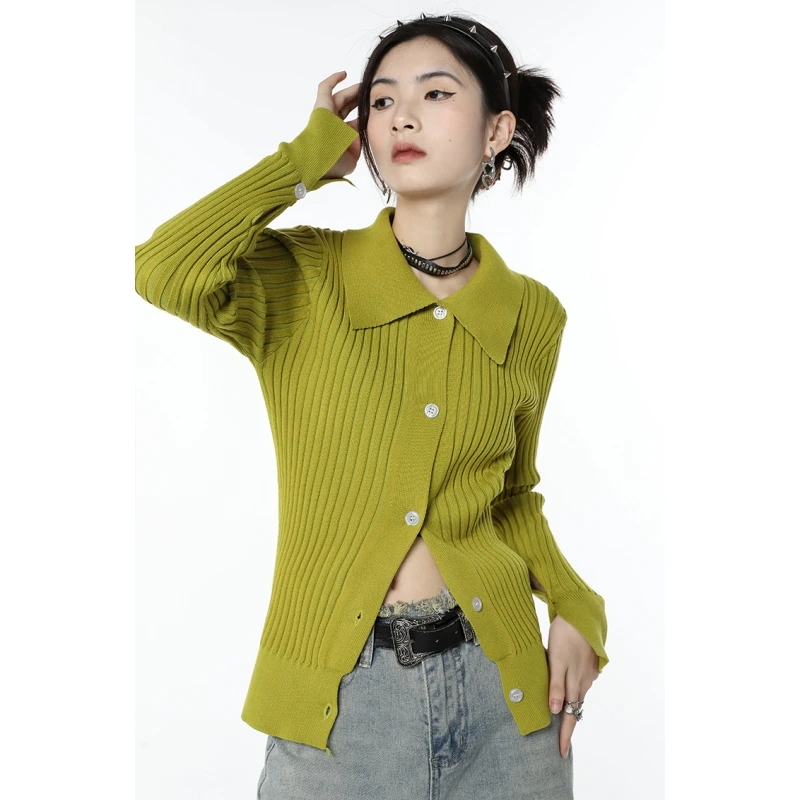 Women Military Green Cardigan Sweater Short Outerwear POLO Collar Fashion Vintage Leisure Lazy Wind Winter Knitting Coat
Women Military Green Cardigan Sweater Short Outerwear POLO Collar Fashion Vintage Leisure Lazy Wind Winter Knitting Coat