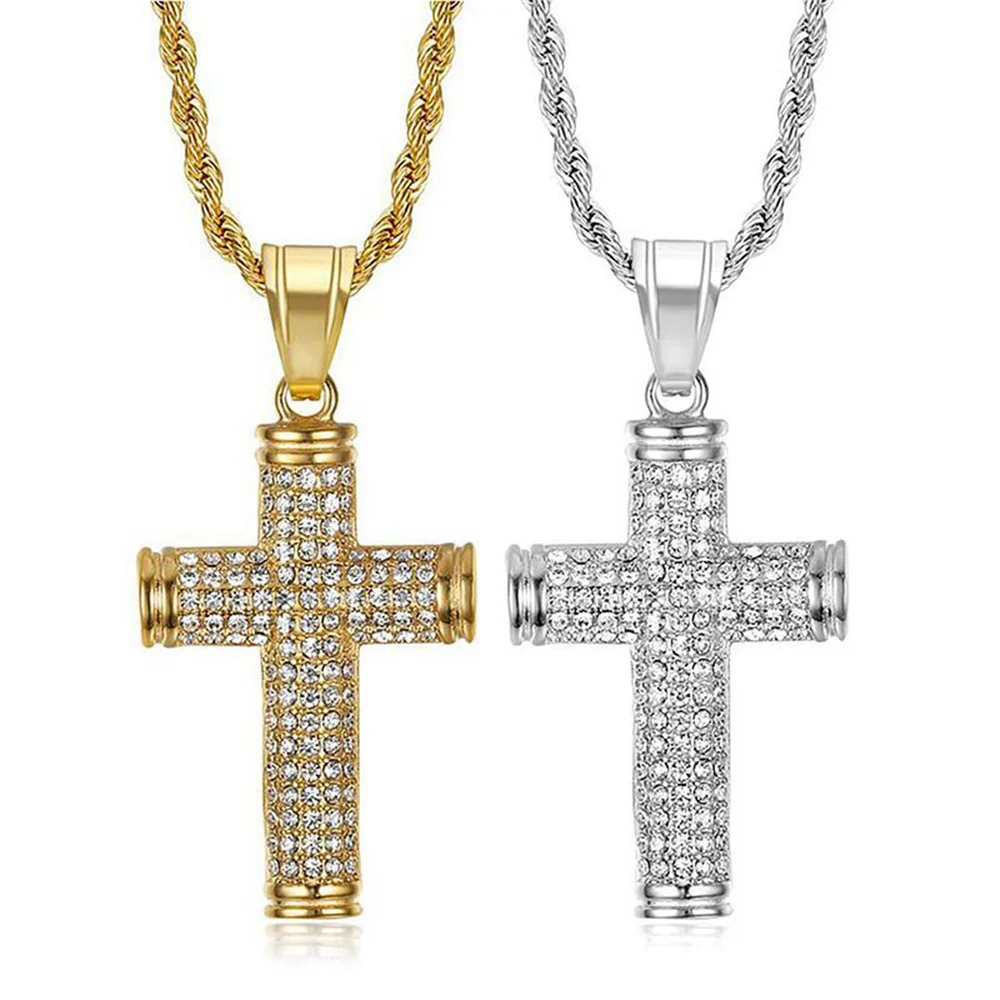 Hip Hop Iced Out Bling Cross Pendant Necklaces Gold Color Stainless Steel Christian Necklace For Women Men Jewelry Dropshipping
Hip Hop Iced Out Bling Cross Pendant Necklaces Gold Color Stainless Steel Christian Necklace For Women Men Jewelry Dropshipping